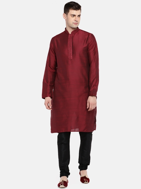 

Ethnicity Men Maroon Solid Straight Kurta