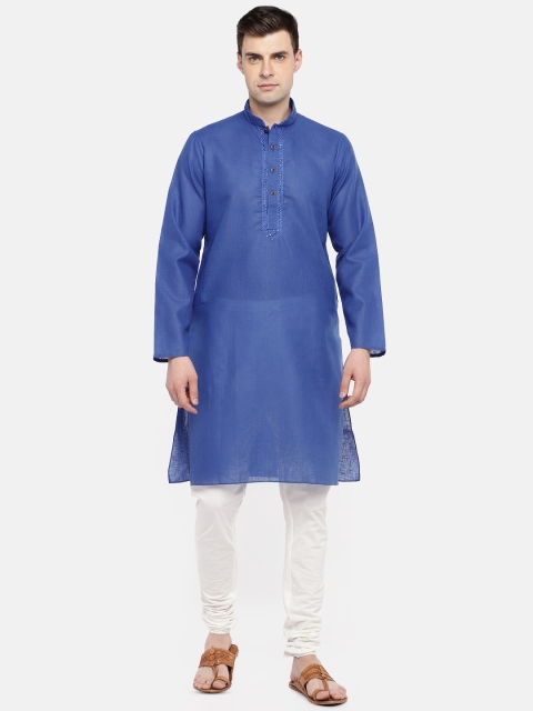 

Ethnicity Men Blue Solid Straight Kurta