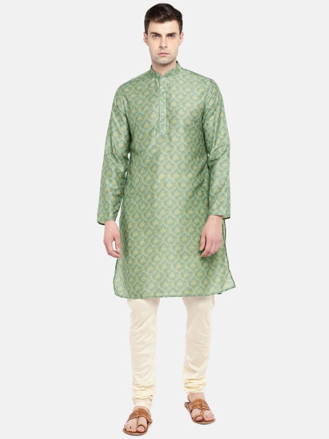 

Ethnicity Men Green Printed Straight Kurta