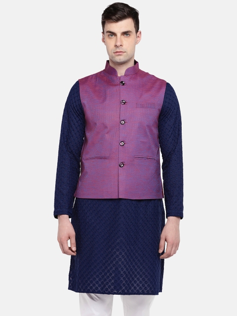 

Ethnicity Men Purple Solid Rajwada Nehru Jacket