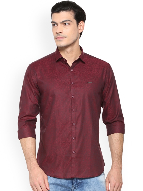 

V Dot Men Maroon Slim Fit Printed Casual Shirt