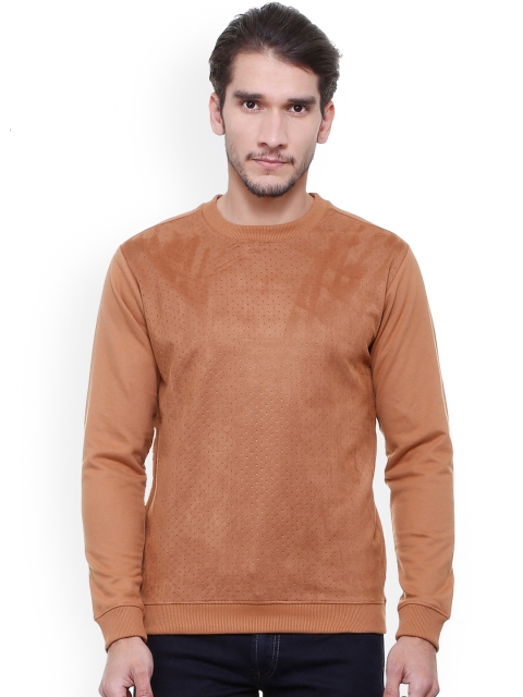 

V Dot Men Brown Self Design Sweatshirt
