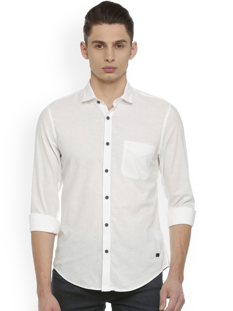 

Peter England Casuals Men White Slim Fit Solid Casual Shirt