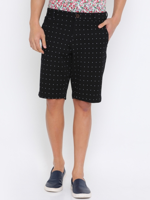 

SHOWOFF Men Black Printed Slim Fit Regular Shorts