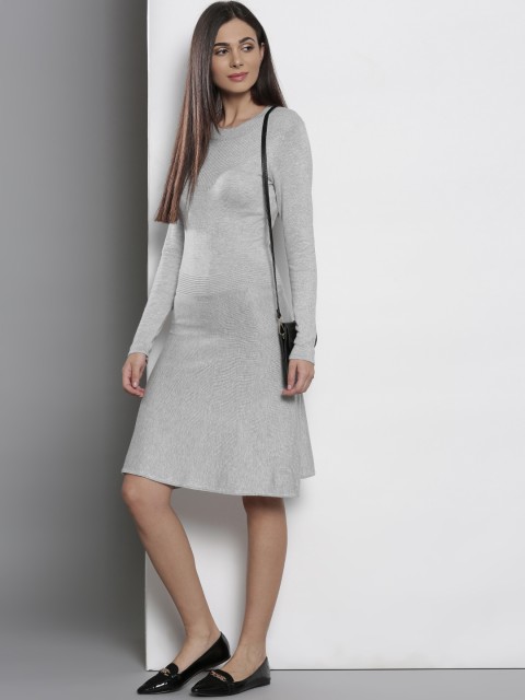 

DOROTHY PERKINS Women Grey Melange Solid A-Line Dress
