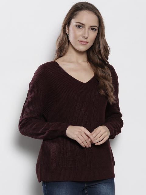 

DOROTHY PERKINS Women Burgundy Solid Styled Back Pullover
