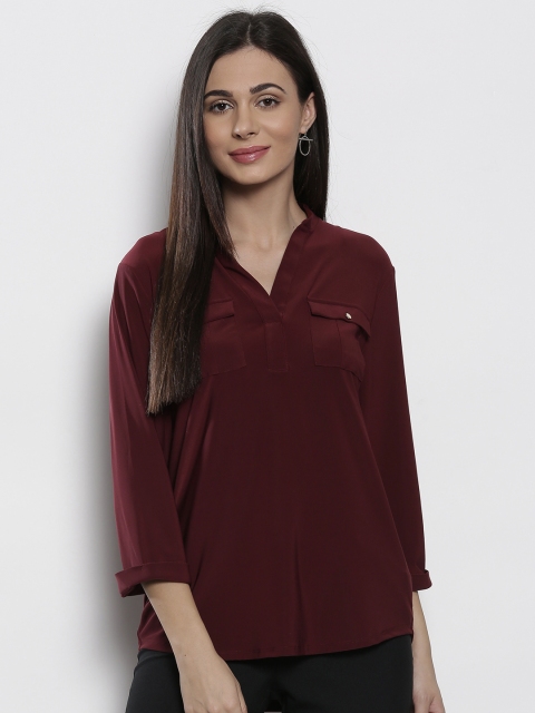

DOROTHY PERKINS Women Burgundy Solid Shirt Style Top