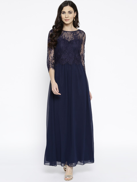 

DOROTHY PERKINS Women Navy Blue Solid Maxi Dress