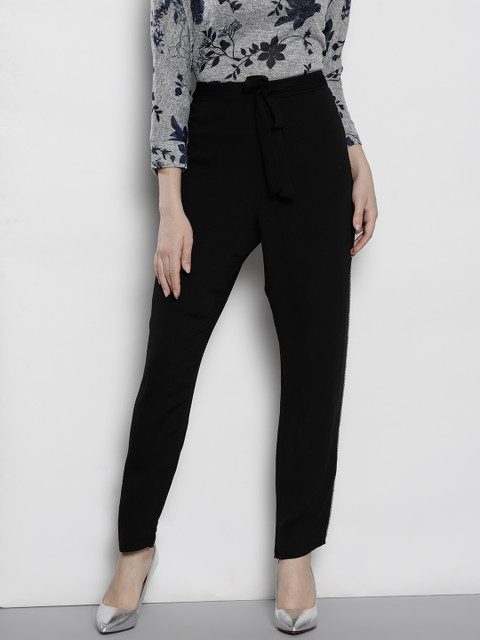 

DOROTHY PERKINS Women Black Regular Fit Solid Peg Trousers