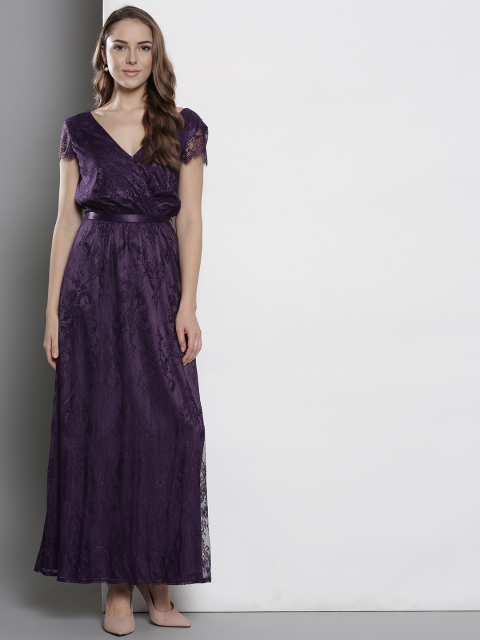 

DOROTHY PERKINS Women Purple Lace Maxi Dress