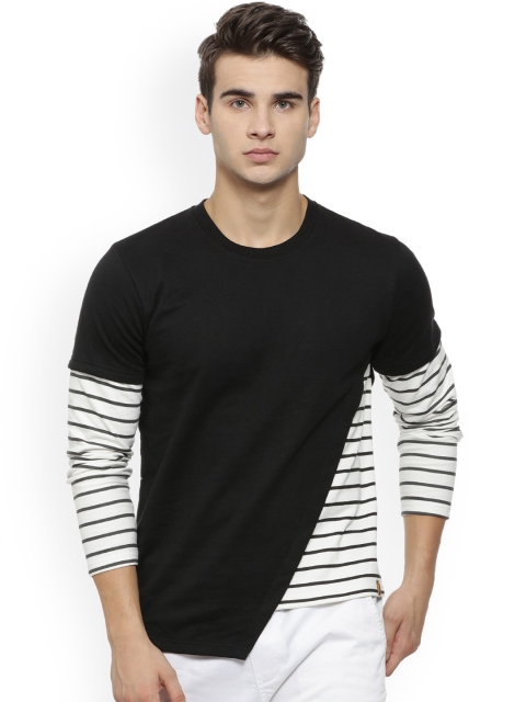 

Campus Sutra Men Black Striped Sweatshirt