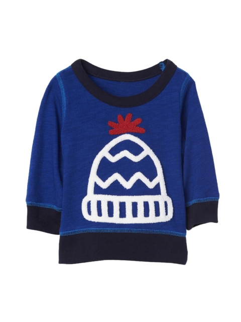 

GAP Baby Boys Blue Beanie Graphic Pullover Sweatshirt