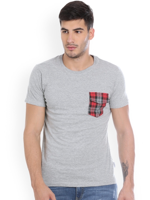 

Blue Saint Men Grey Melange Solid Round Neck T-shirt