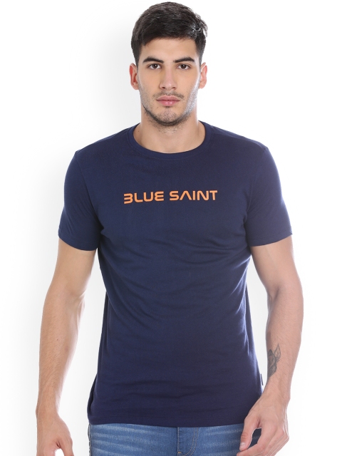 

Blue Saint Men Blue Solid Round Neck T-shirt