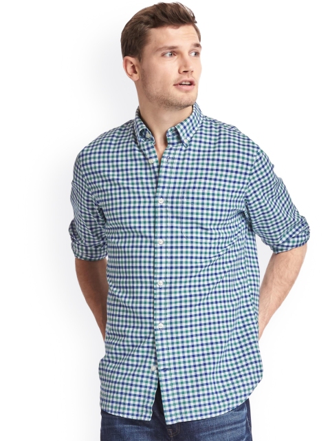 

GAP Men Green Oxford Gingham Standard Fit Shirt