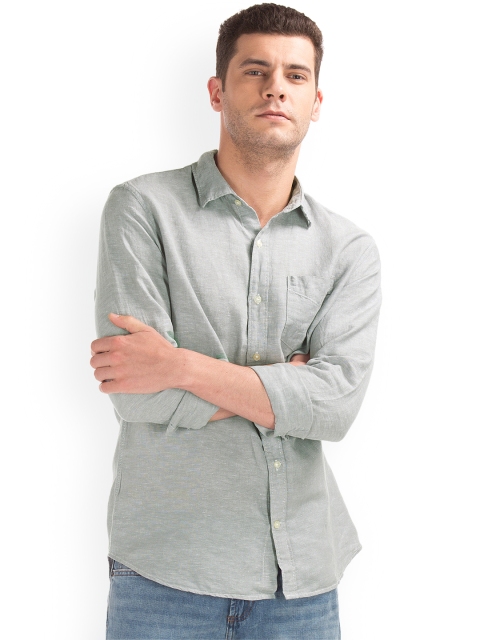 

GAP Men Grey Linen Cotton Standard Fit Shirt