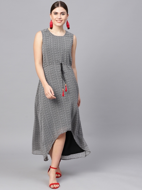 

Shree Women Black & Grey Printed High-Low A-Line Dress