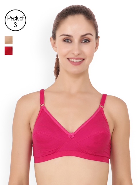 

Floret Pack of 3 Full-Coverage Everyday Bras Nari, Red