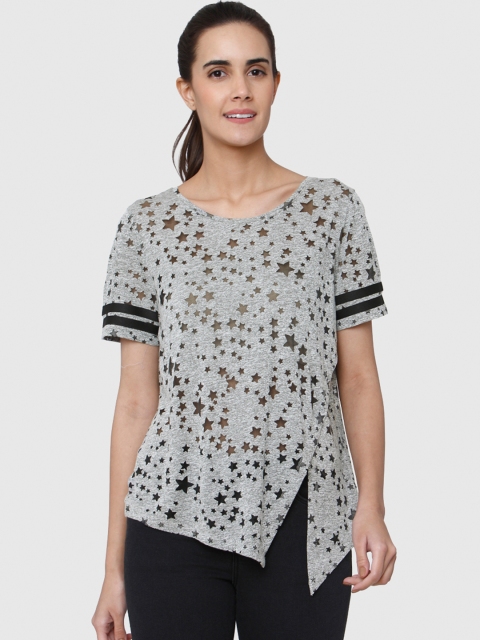 

Vero Moda Women Grey & Black Solid Top