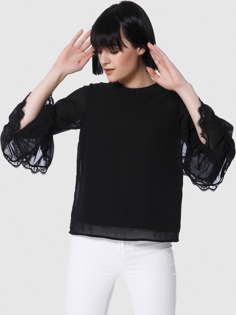 

Vero Moda Women Black Solid Boxy Top