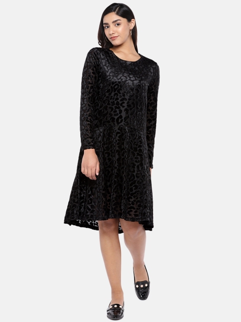

Vero Moda Women Black Self Design A-Line Dress