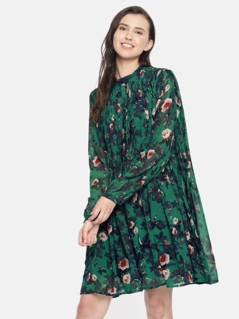 

Vero Moda Women Green & Navy Blue Printed A-Line Dress