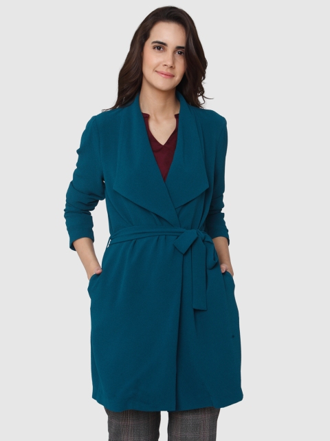 

Vero Moda Women Teal Green Solid Duster Jacket