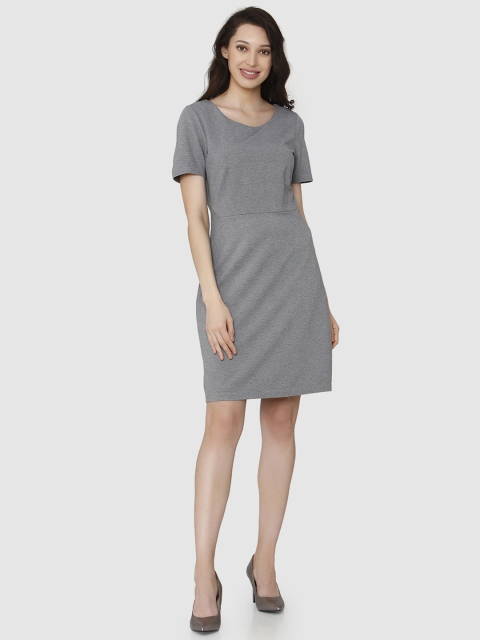 

Vero Moda Women Grey Solid Sheath Dress