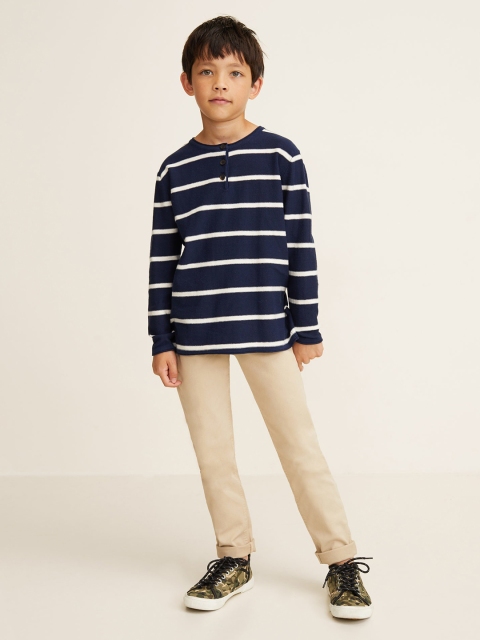 

Mango Kids Navy Blue & White Striped Pullover