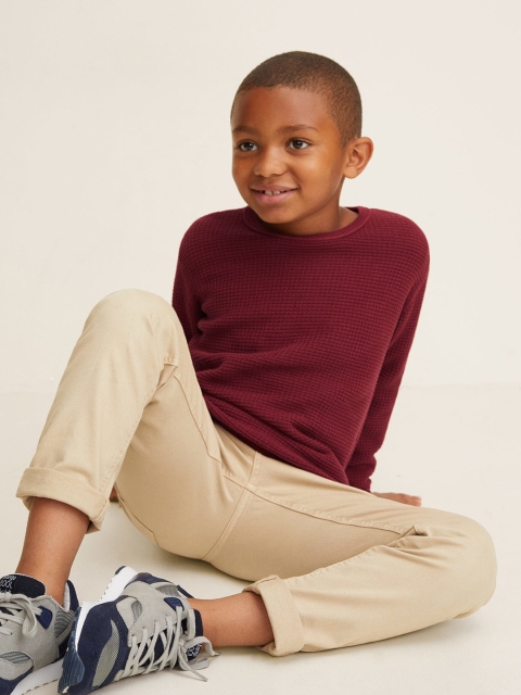 

Mango Kids Rust Red Self Design Pullover