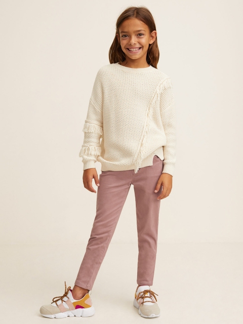 

Mango Kids Girls Dusty Pink Regular Fit Solid Trousers