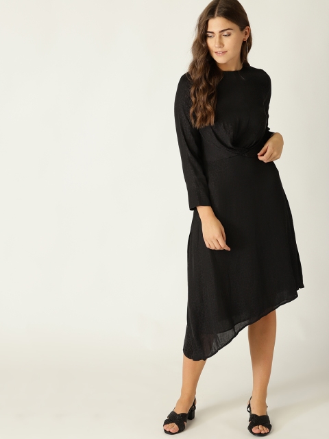 

MANGO Women Black Printed Midi A-Line Dress