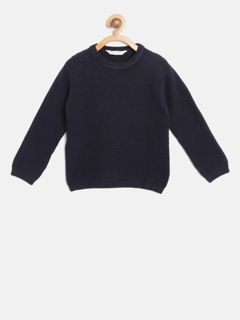 

Mango Kids Boys Navy Blue Self-Checked Pullover