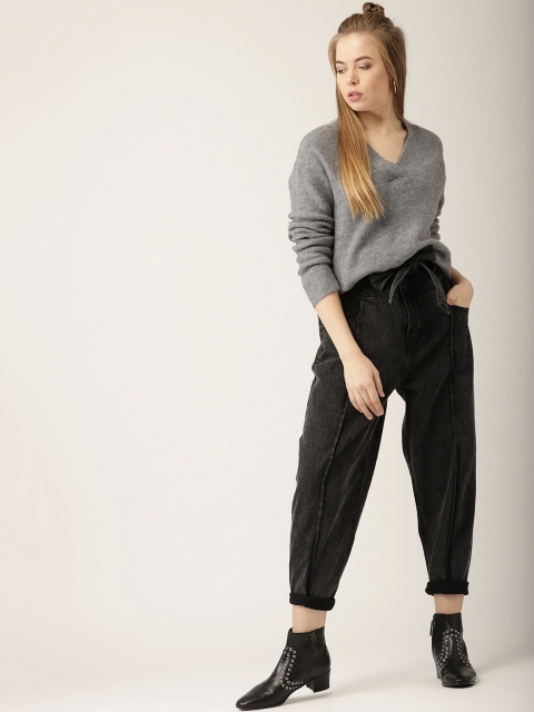 

MANGO Women Grey Solid Pullover