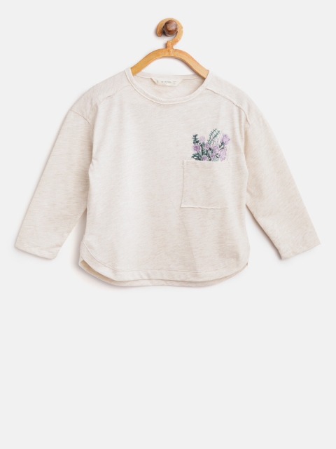 

Mango Kids Girls Beige Solid Top