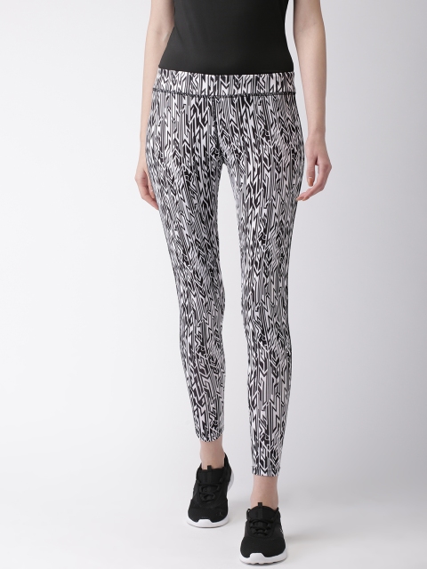 

SEVEN by MS Dhoni Women White & Black Printed Cropped Zeeva Tights