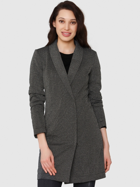 

Vero Moda Women Black & Grey Self Design Wrap Dress