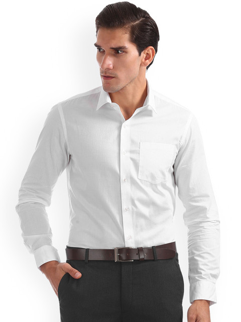

Arrow Men White Slim Fit Self Design Casual Shirt