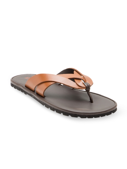 

Franco Leone Men Tan Brown Leather Comfort Sandals