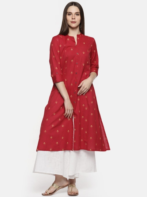 

RANGMANCH BY PANTALOONS Women Red Printed A-Line Kurta