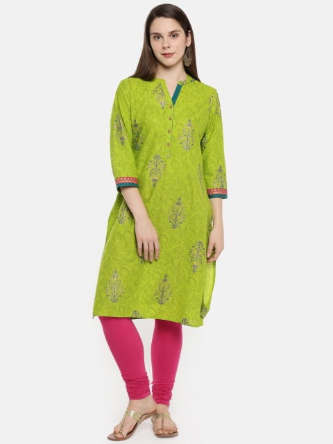 

RANGMANCH BY PANTALOONS Women Green Printed Straight Kurta