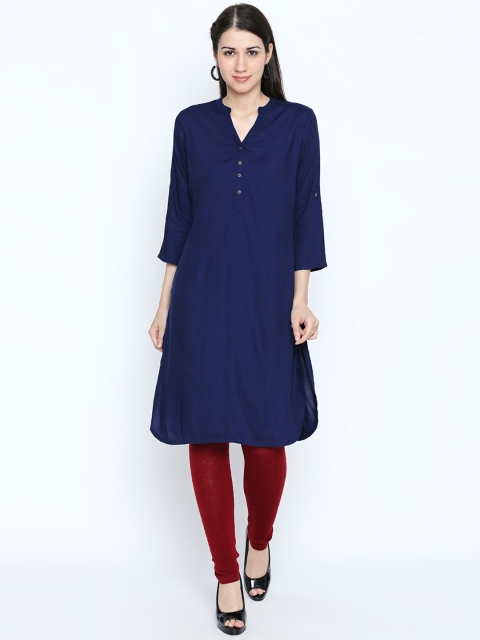 

RANGMANCH BY PANTALOONS Women Blue Solid Straight Kurta