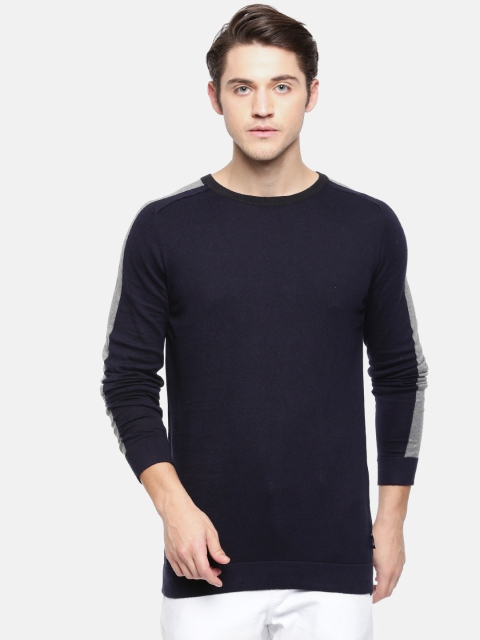 

Jack & Jones Men Navy Blue Solid Pullover