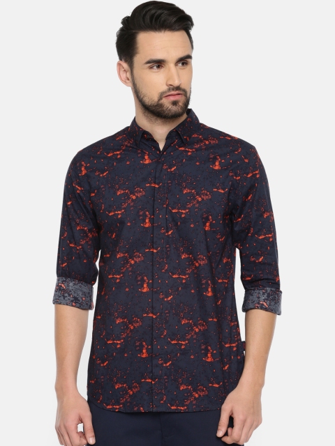 

Jack & Jones Men Navy Blue Slim Fit Printed Casual Shirt