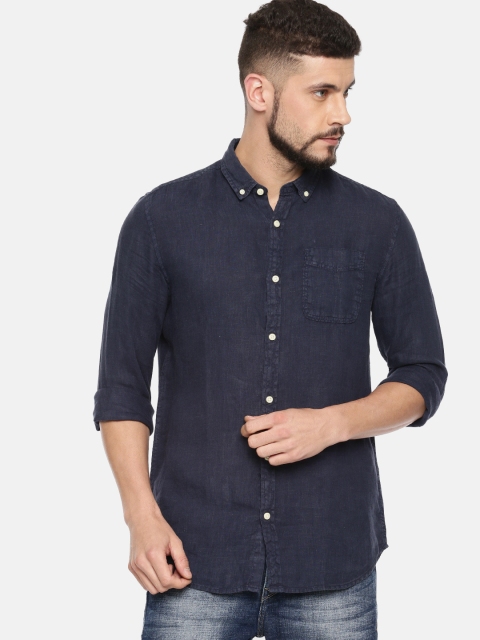 

Jack & Jones Men Navy Blue Slim Fit Solid Casual Shirt