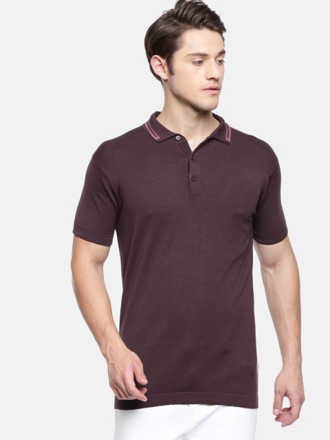 

Jack & Jones Men Coffee Brown Solid Polo T-shirt