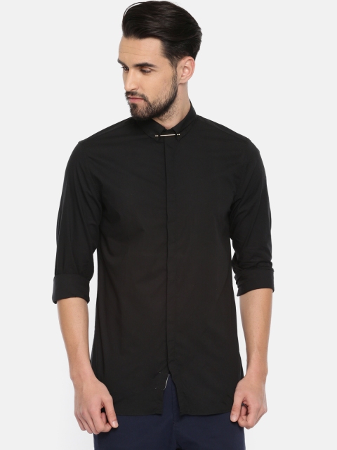 

Jack & Jones Men Black Slim Fit Solid Casual Shirt