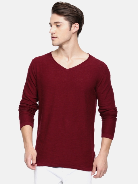 

Jack & Jones Men Maroon Solid Pullover