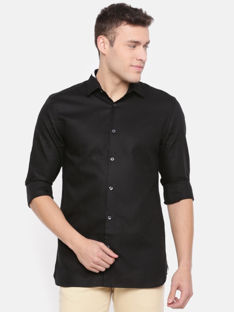 

Jack & Jones Men Black Slim Fit Self-Design Casual Shirt