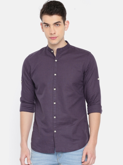 

Jack & Jones Men Purple Slim Fit Solid Casual Shirt